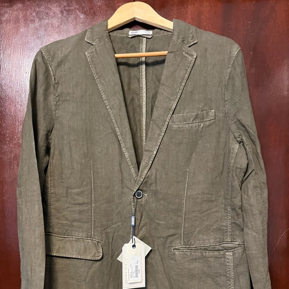 Men’s Olive Green Cotton Linen Blazer
